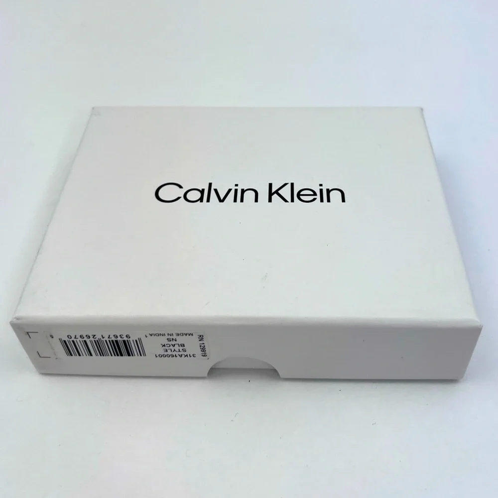 CALVIN KLEIN,MEN’S WALLET,SINGLE FOLD WORK MAGNET,BLACK LEATHER,RIFD PROTECTION